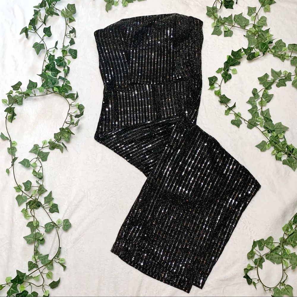 New Black Sparkle Strapless Party Jumpsuit